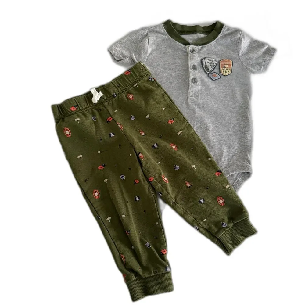 Carter’s Baby Boy 18M Park Ranger Camping Explorer 2pc Baby Outfit Patches